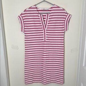 Vineyard Vines Pink and White Striped Mini Relaxed Fit Dress